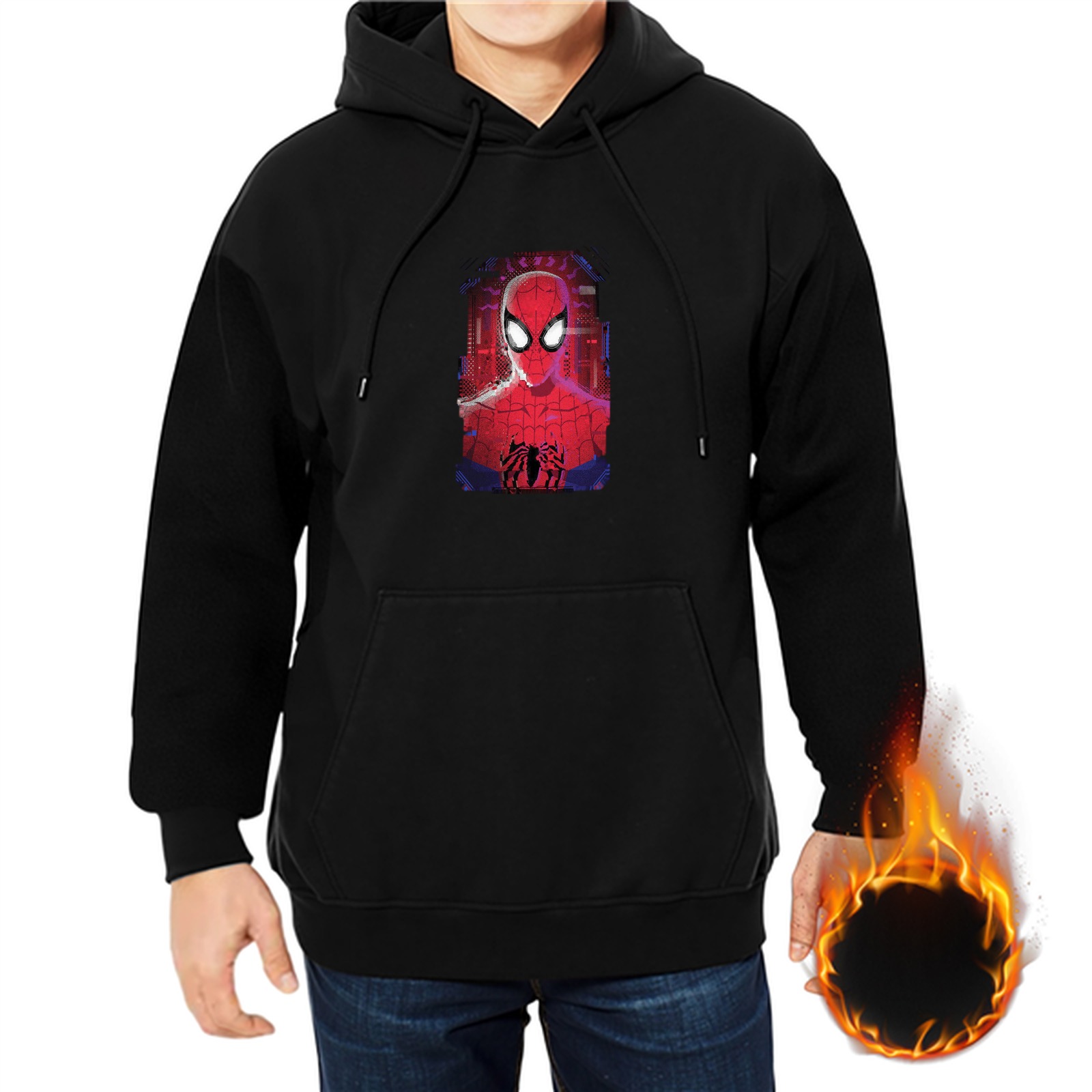 Black Hoodie With Spider-Man Graphic Print