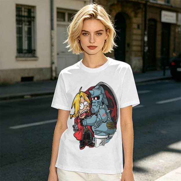 Fullmetal Alchemist Elric Brothers Cartoon Graphic T-Shirt