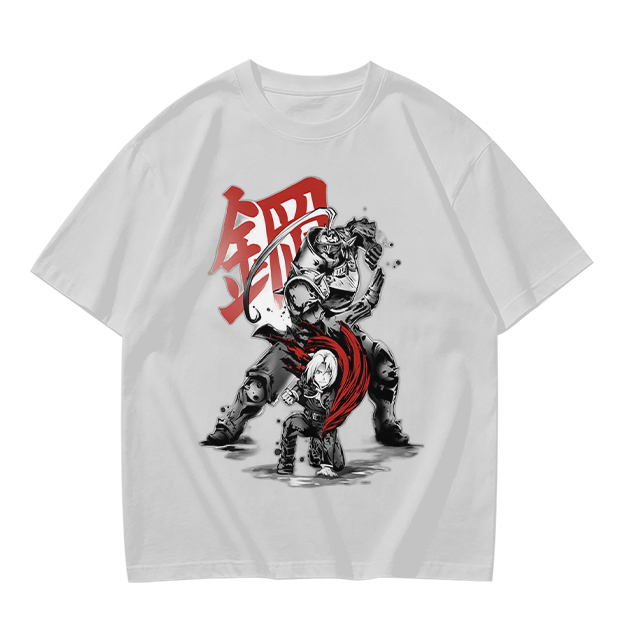 Olive T-shirt with Fullmetal Alchemist Character Art Print