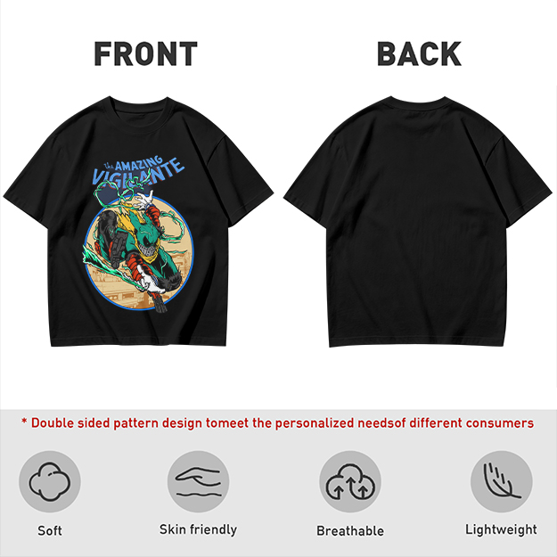 The Amazing Vigilante Graphic Tee Featuring Action Hero Art