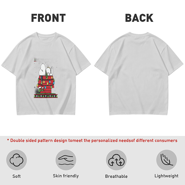 Olive T-Shirt with Snoopy Christmas Doghouse Design