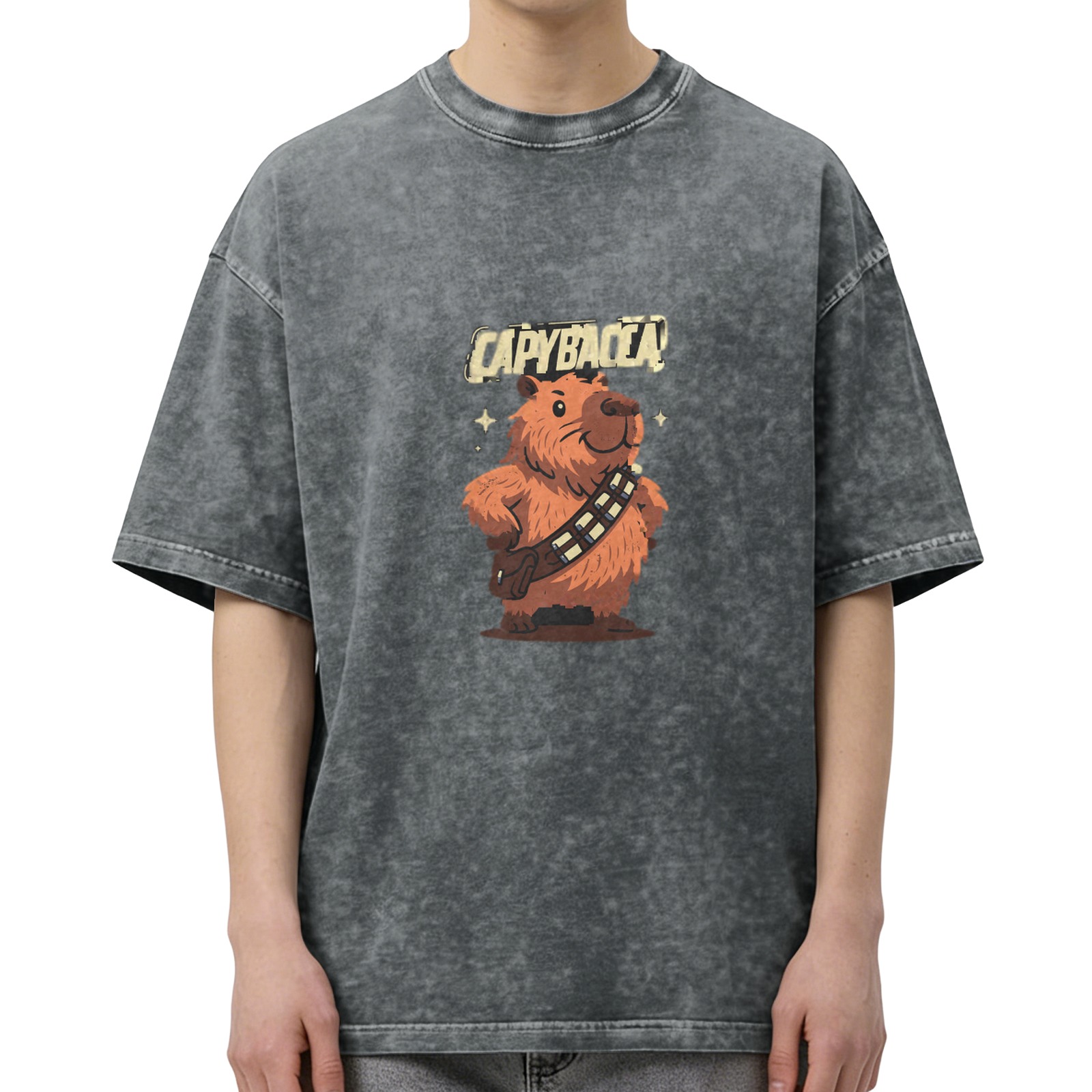 Capybacca Graphic Vintage Wash T-Shirt For Fans