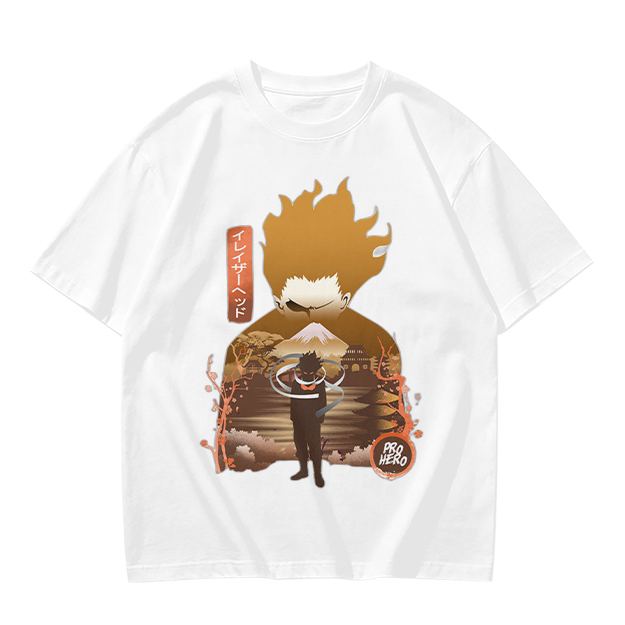 Anime Hero Graphic Olive Green Short Sleeve T-Shirt