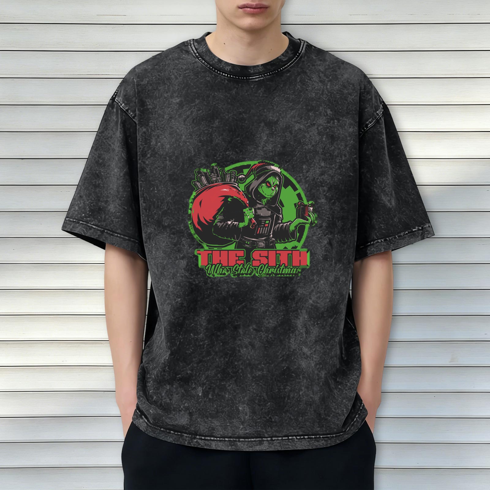 The Sith Who Stole Christmas Graphic Acid Wash T-Shirt
