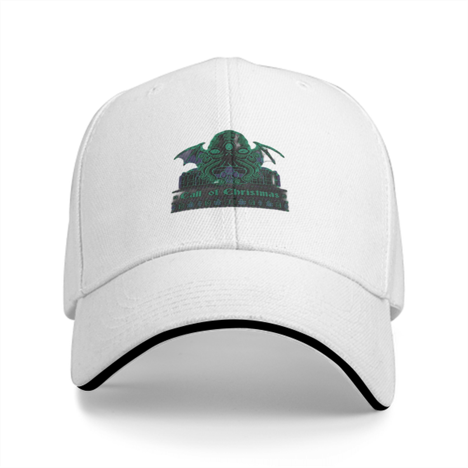 Black Baseball Cap With Cthulhu 'Call of Christmas' Graphic