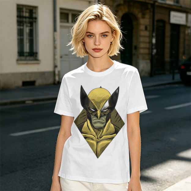 Olive T-shirt with Wolverine Superhero Graphic Print