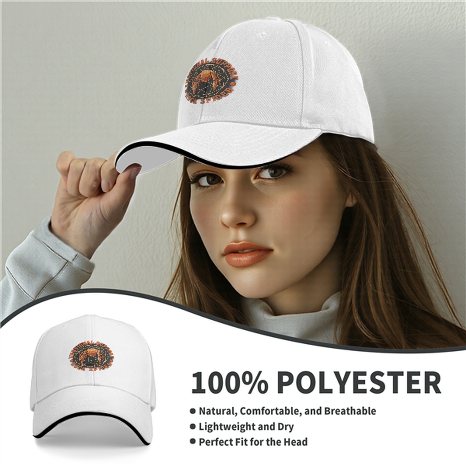 Emotional Support Rock Spider Graphic Black Baseball Cap