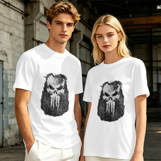 Olive Green T-Shirt With Tactical Skull Graphic Print