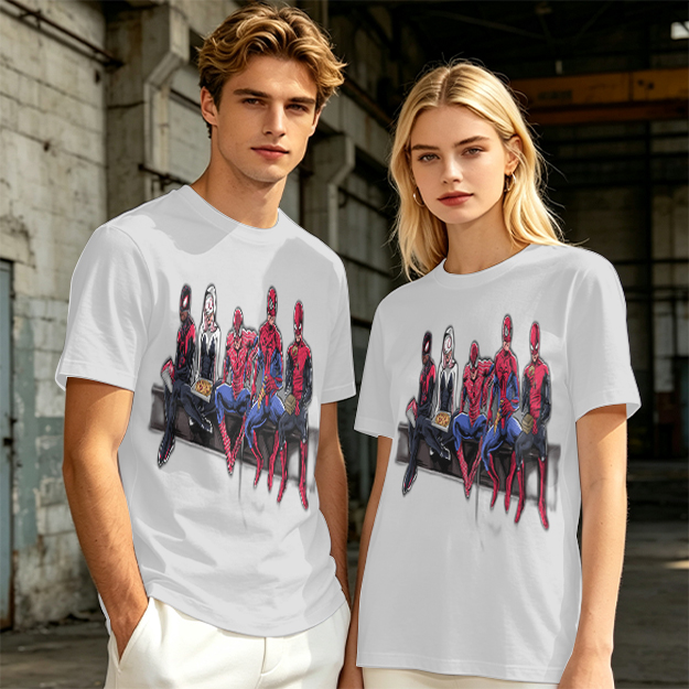 Olive T-Shirt With Spider-Verse Heroes Group Print