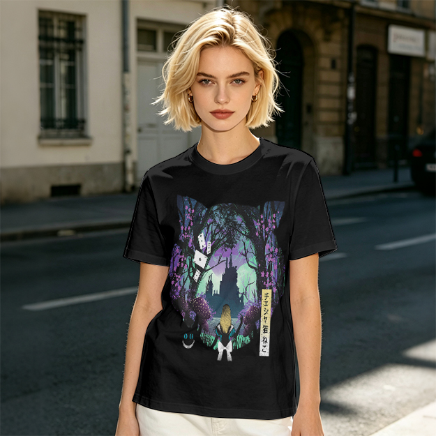 Cheshire Cat Wonderland Forest Graphic Tee