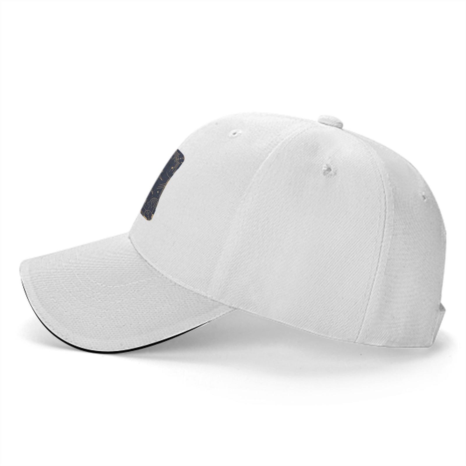Black Baseball Cap With Fantasy Wolf Emblem Patch