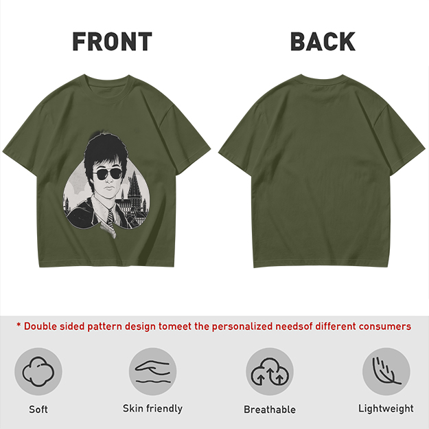 Olive Green T-Shirt With Harry Potter Wearing Sunglasses Print