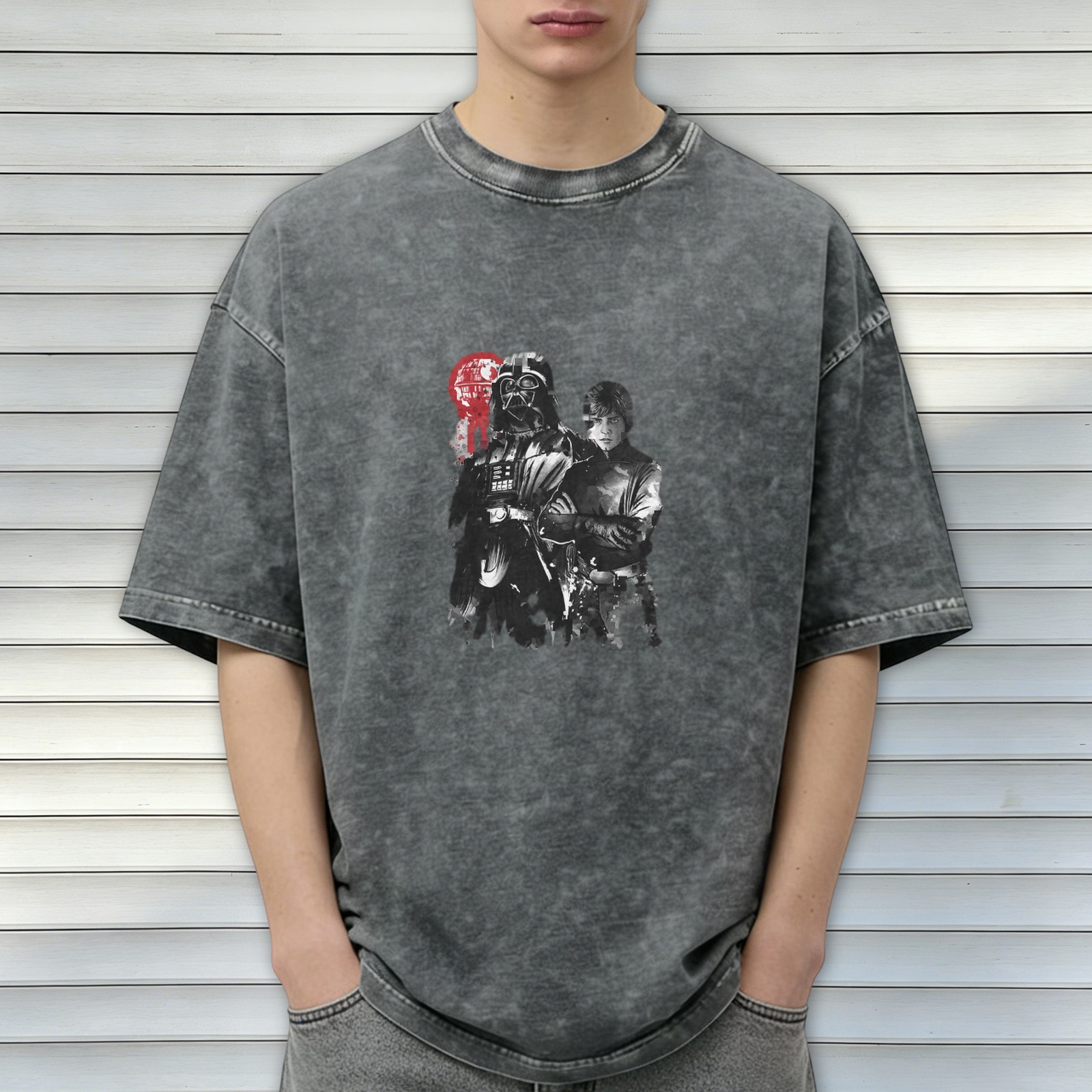 Star Wars Darth Vader and Luke Skywalker Graphic Washed T-Shirt