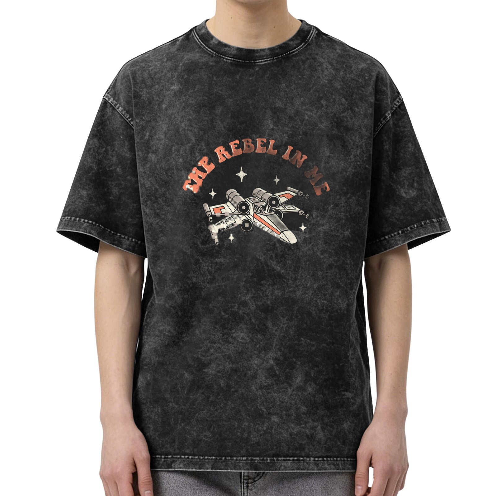 Star Wars The Rebel In Me X-Wing Fighter Acid Wash T-Shirt