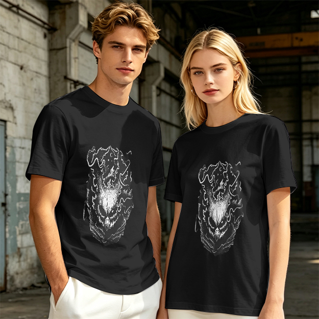 Olive Green T-Shirt with Dark Gothic Monster Graphic Print