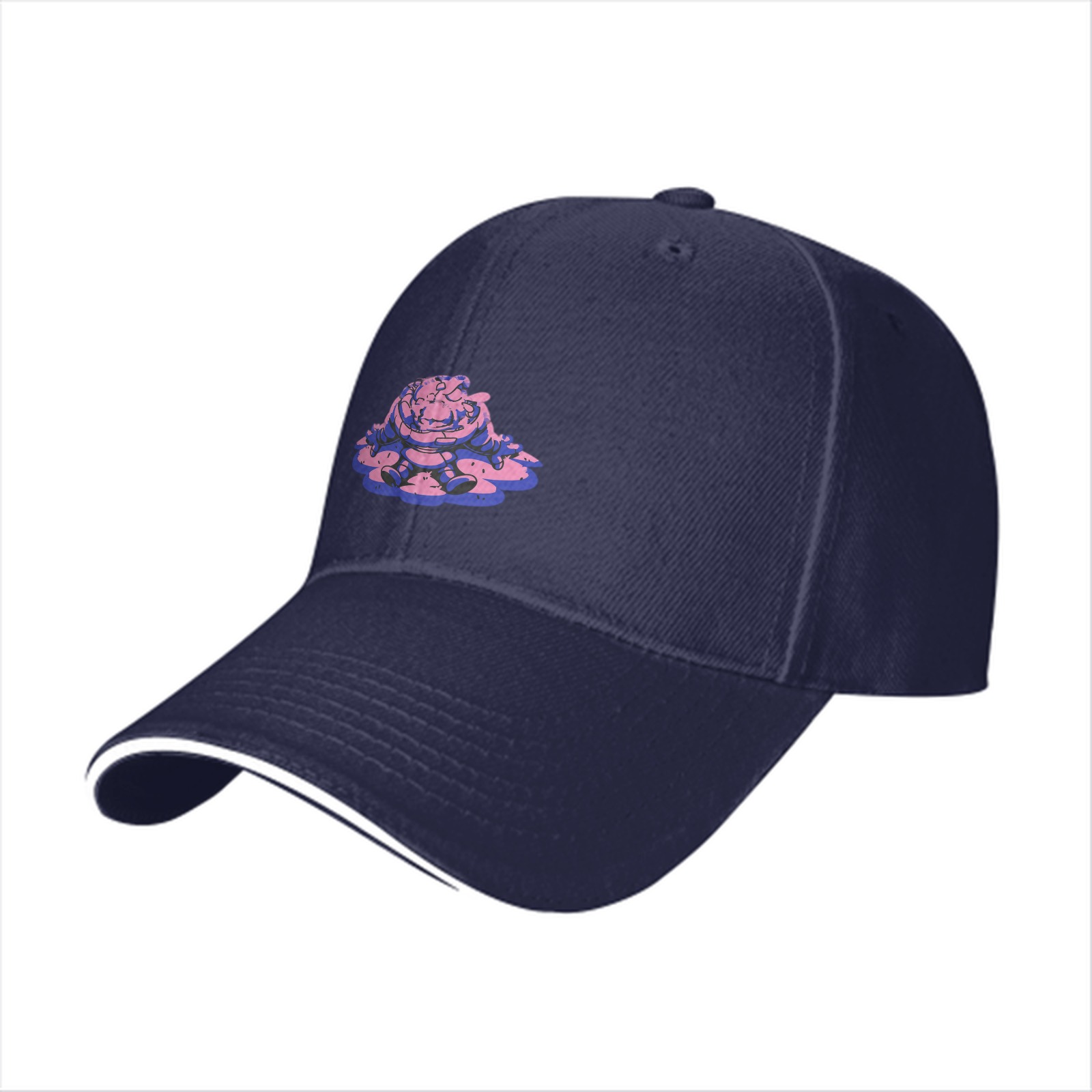 Black Baseball Cap With Pink Purple Slime Monster Graphic