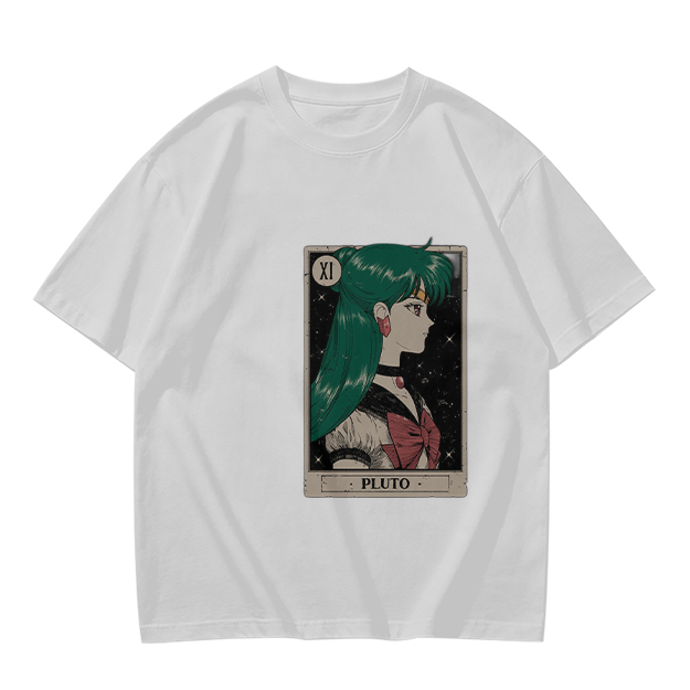Olive T-Shirt with Sailor Pluto Tarot Card Print