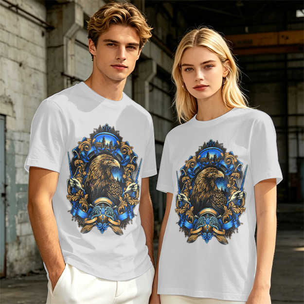 Olive T-Shirt With Detailed Eagle Crest Graphic Design