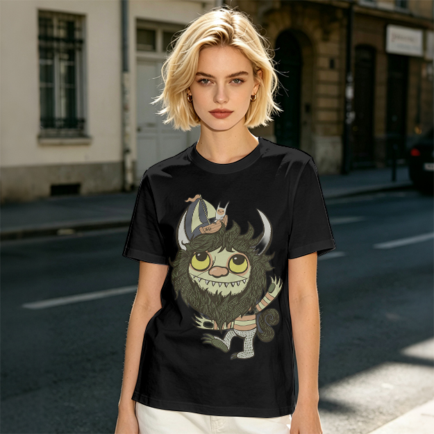 Olive T-Shirt With Where the Wild Things Art Print