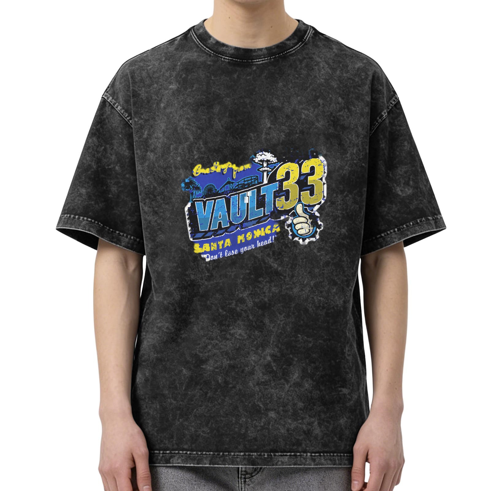 Fallout Vault 33 Santa Monica Acid Wash Graphic T-Shirt