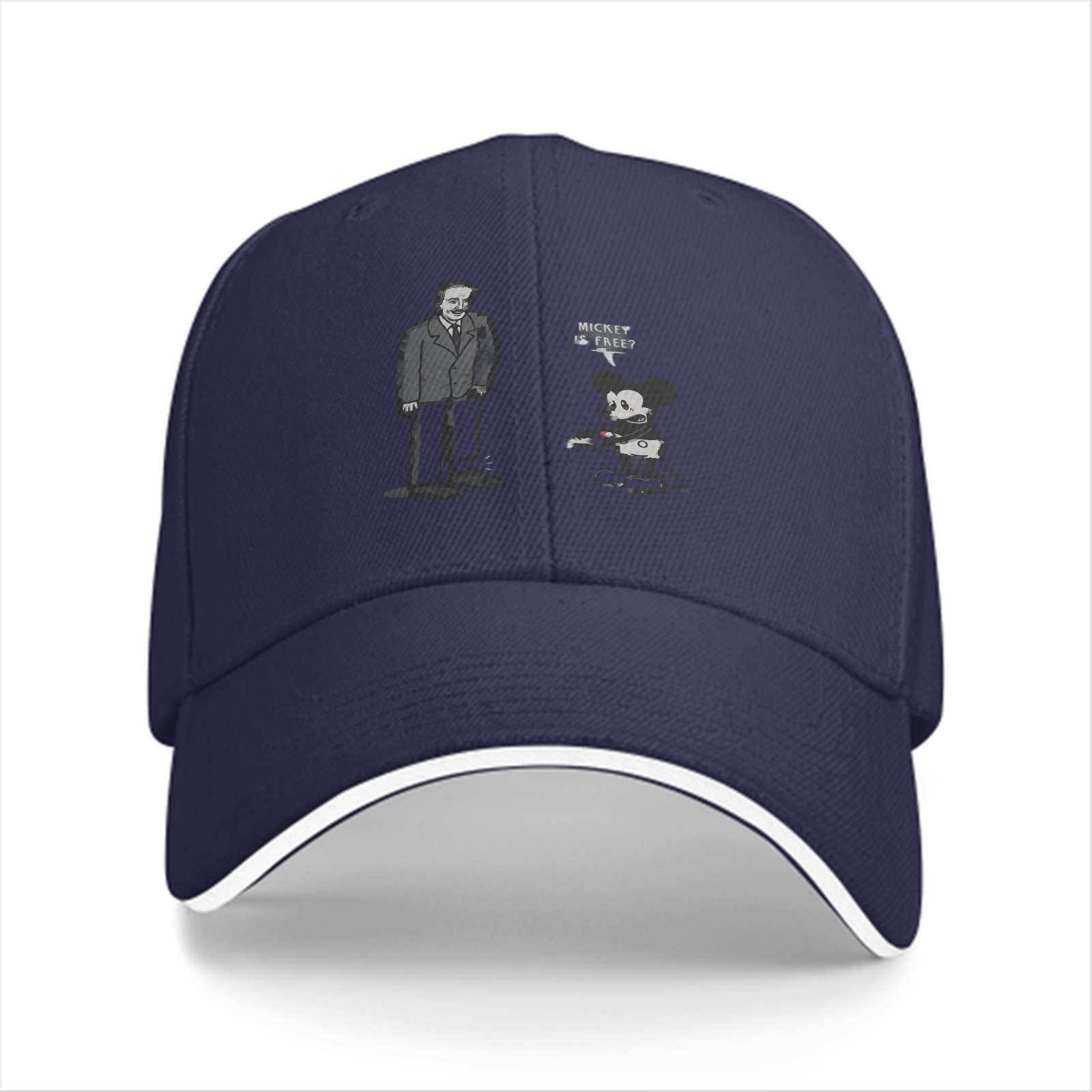 Black baseball cap with Mickey and Einstein graphic print