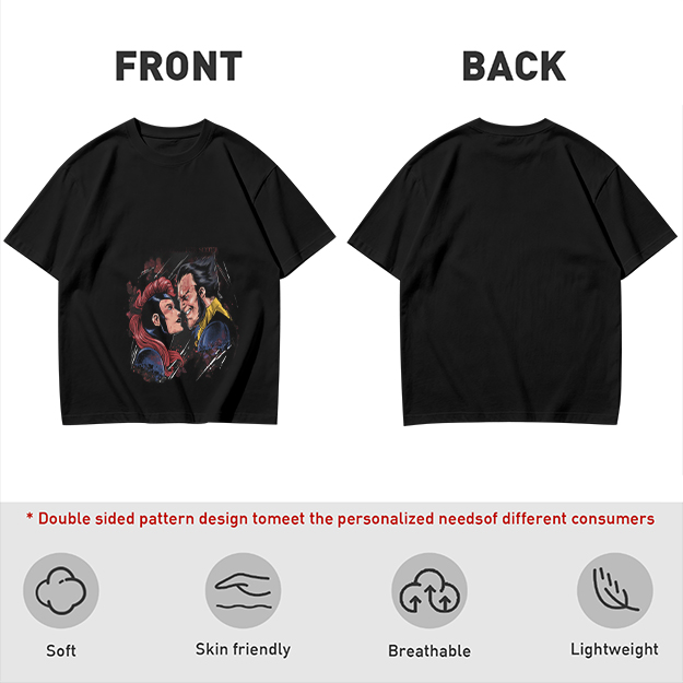 Olive T-shirt with Comic Style Superhero Character Art Print
