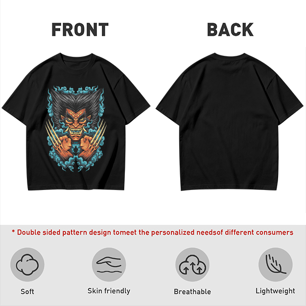 Oni-style wolverine graphic olive t-shirt