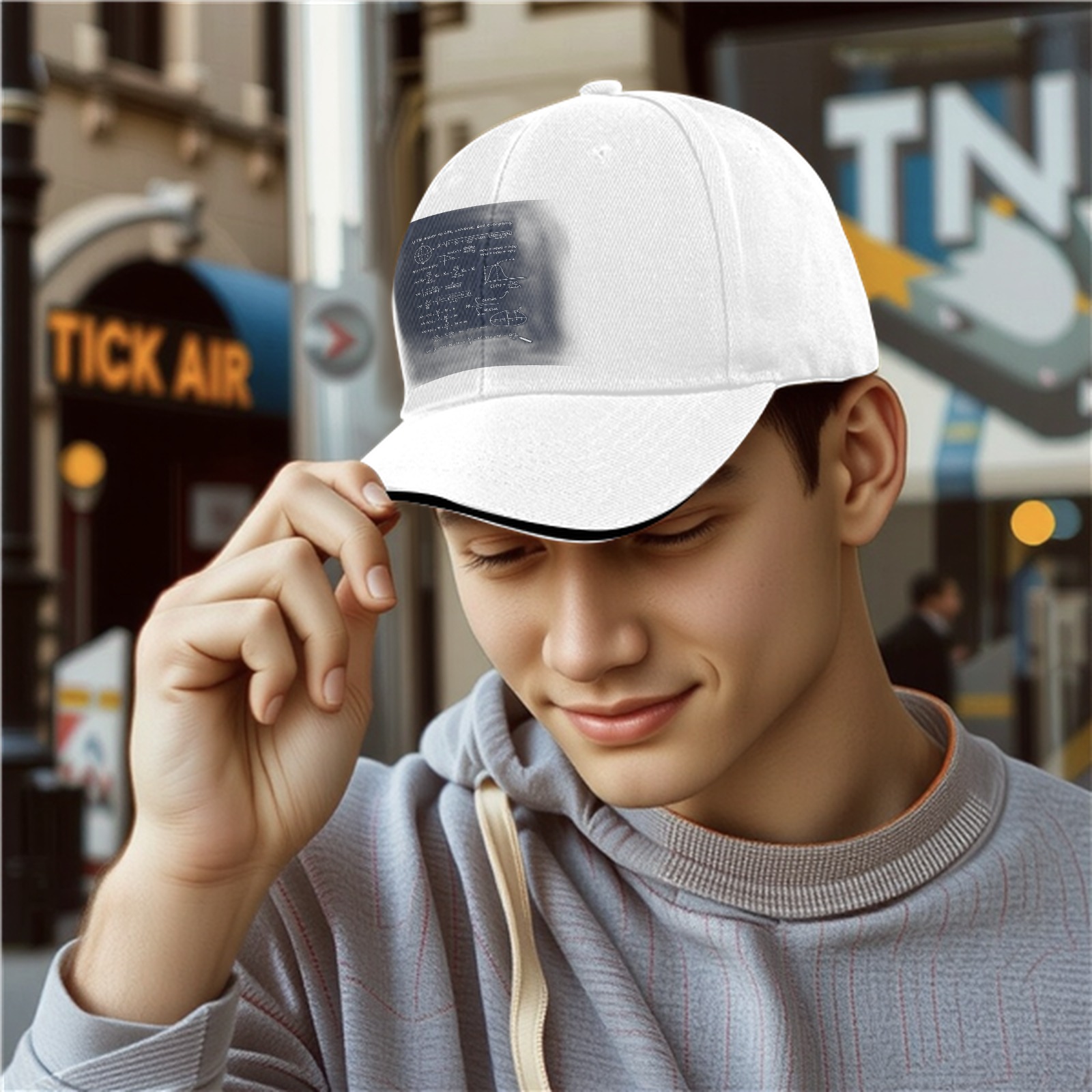 Black Baseball Cap with Math Science Formula Print