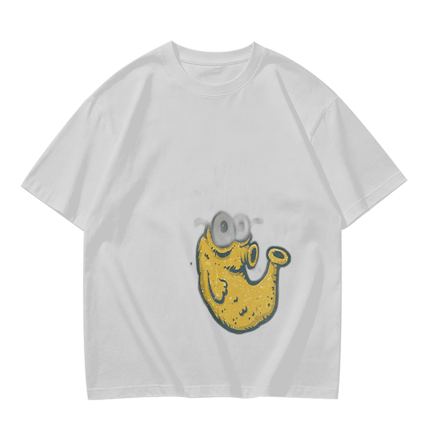 Olive Green T-Shirt With Whimsical Yellow Monster Graphic