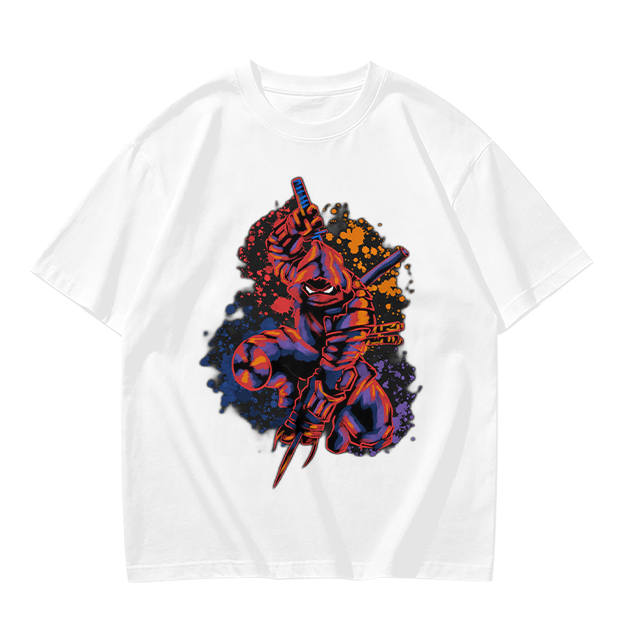 Olive T-Shirt With Stylized Ninja Turtle Warrior Graphic