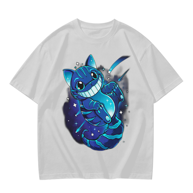 Olive T-shirt with Galaxy Cheshire Cat Graphic Print