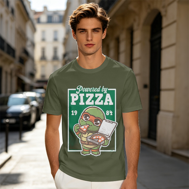 Powered by Pizza 1984 Cute Ninja Turtle T-Shirt