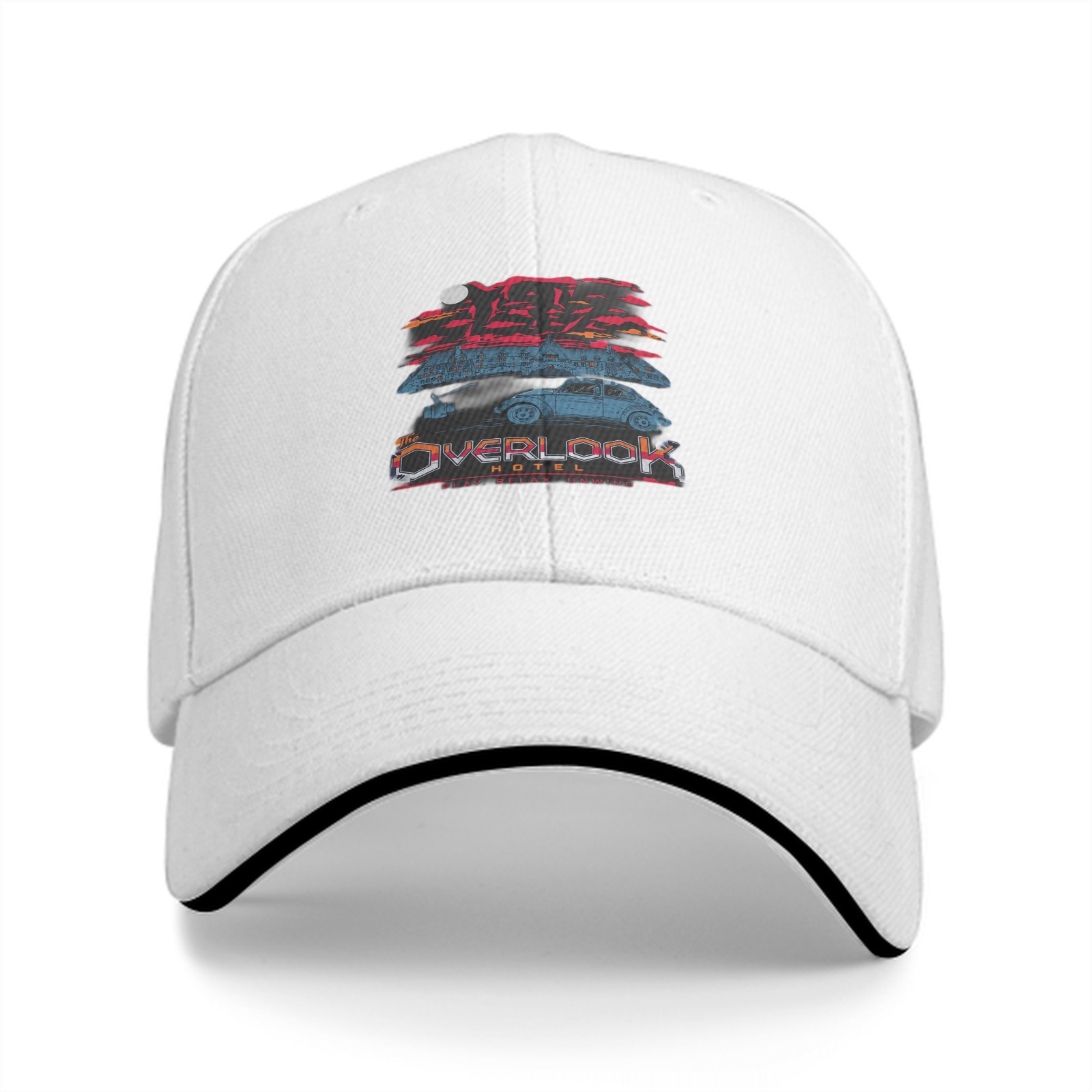 Black baseball cap with The Overlook Hotel graphic print