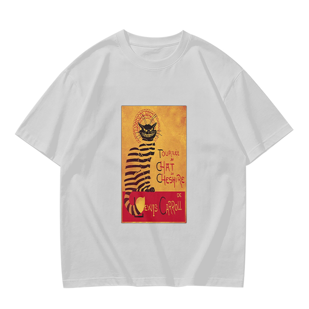 Olive T-shirt with Cheshire Cat Tournee Chat Print