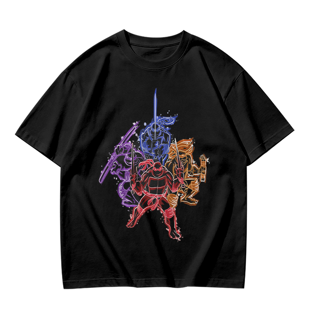 Olive T-shirt with Neon Teenage Mutant Ninja Turtles Graphic