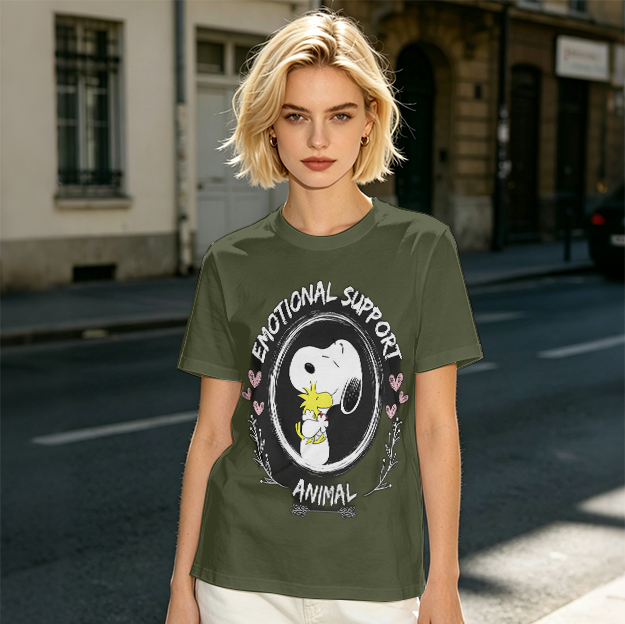 Snoopy and Woodstock Emotional Support Animal Graphic T-Shirt