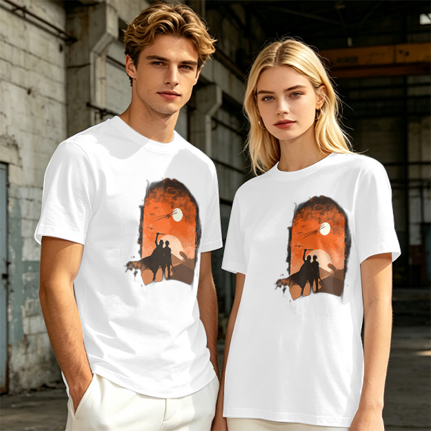 Olive T-Shirt With Desert Sunset Silhouette Print
