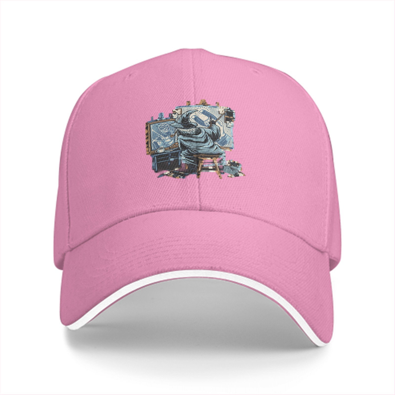 Black Baseball Cap With Grim Reaper Artist Painting Print