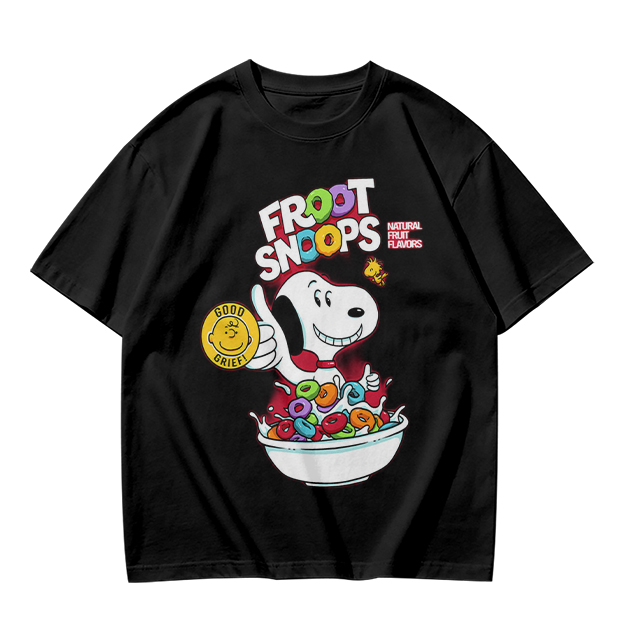 Olive T-Shirt with Snoopy Froot Snoops Cereal Bowl Graphic