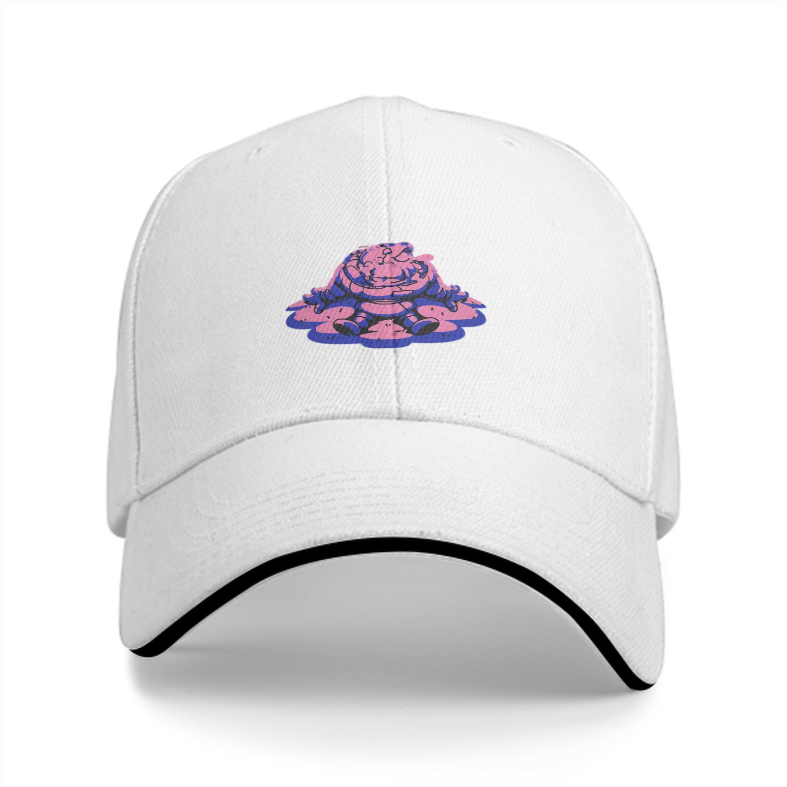 Black Baseball Cap With Pink Purple Slime Monster Graphic