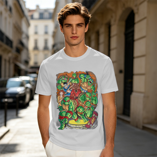 Olive Green Teenage Mutant Ninja Turtles Group Graphic T-Shirt