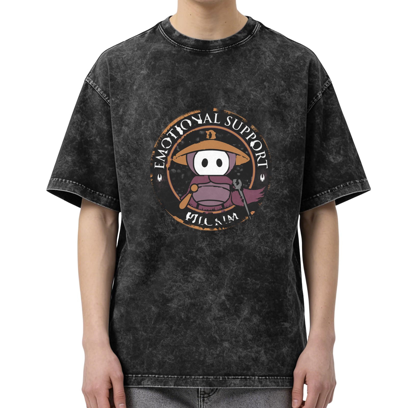 Emotional Support Villain Graphic Stonewashed Black T-Shirt