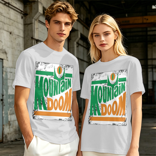 Olive T-shirt with Mountain Doom Themed Graphic Print