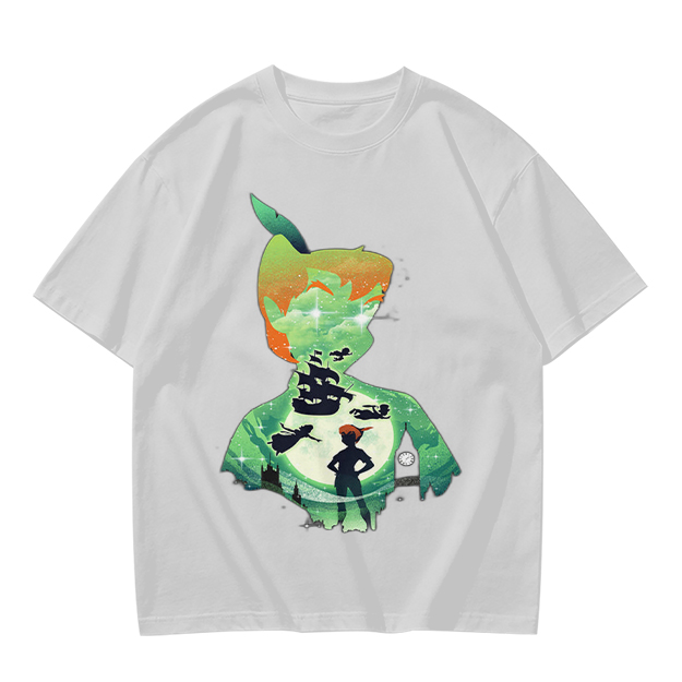 Olive T-shirt with Peter Pan Silhouette Artwork