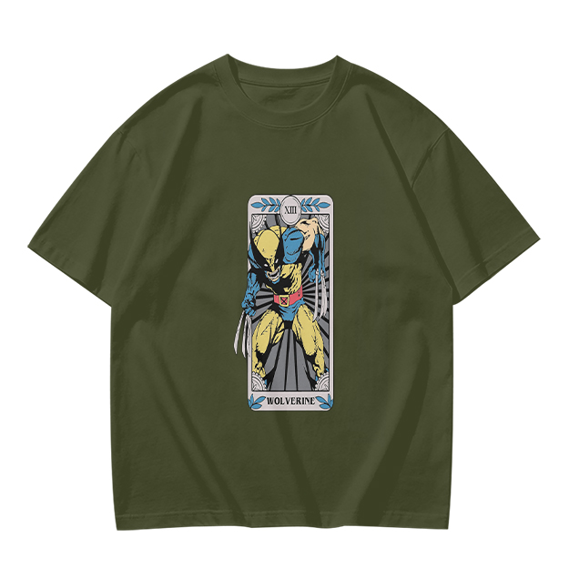 Olive T-Shirt Featuring Wolverine Tarot Card Design