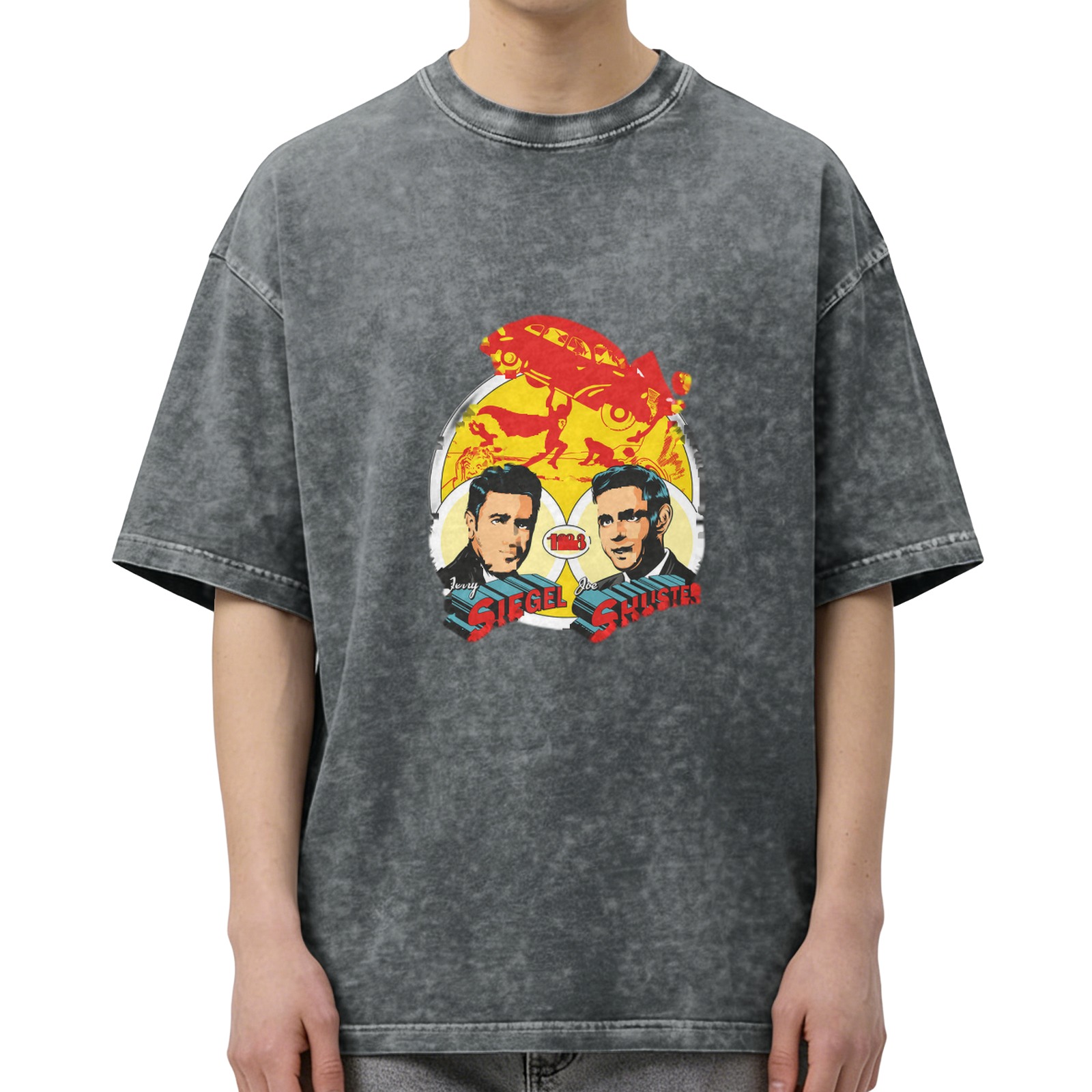 Siegel and Shuster Superman Design Acid Wash T-Shirt