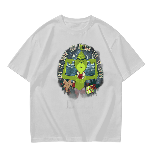 Olive Grinch Christmas Let It Snow Graphic T-Shirt