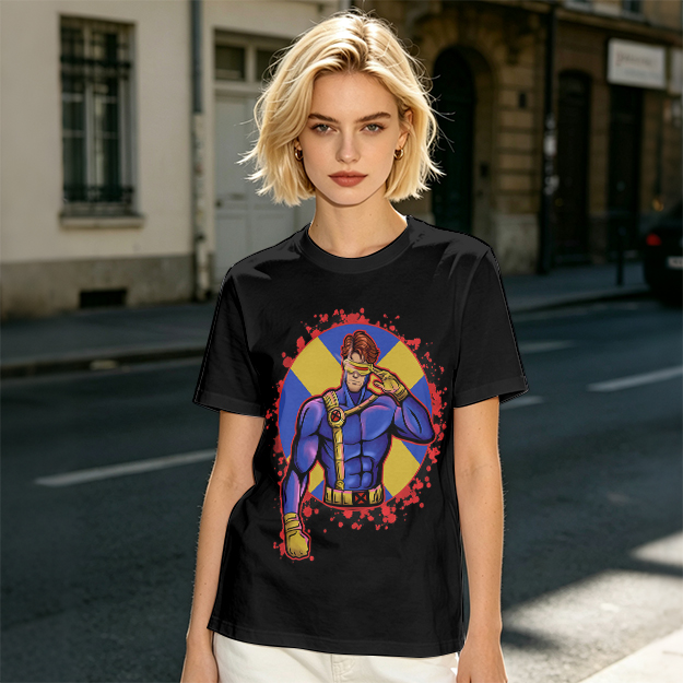 Olive T-Shirt Featuring Cyclops X-Men Superhero Graphic