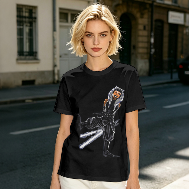 Olive T-Shirt Featuring Ahsoka Tano With Lightsabers