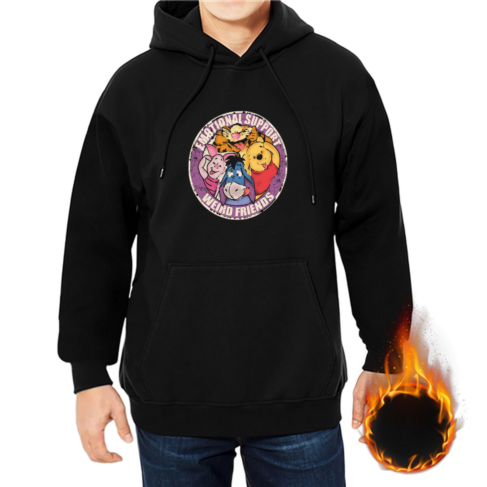 Winnie the Pooh Emotional Support Weird Friends Graphic Hoodie